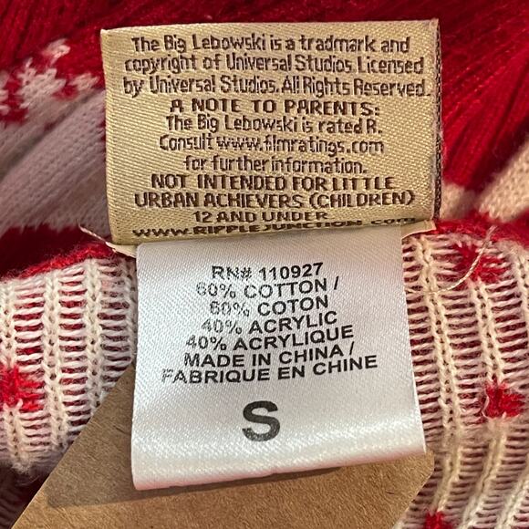 Ripple Junction The Big Lebowski THE DUDE ABIDES Ugly Christmas Sweater Size S - Picture 5 of 5